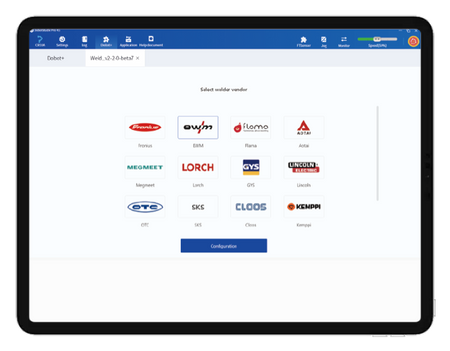 Dobot Welding Process Package step 1 – select the welding machine brand