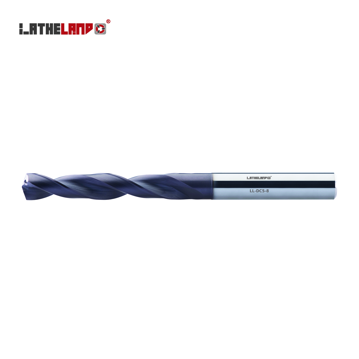 LATHELAND® solid carbide coolant-through drill 5×D, DIN 6537L, 140° point, TiAlN coated – side view