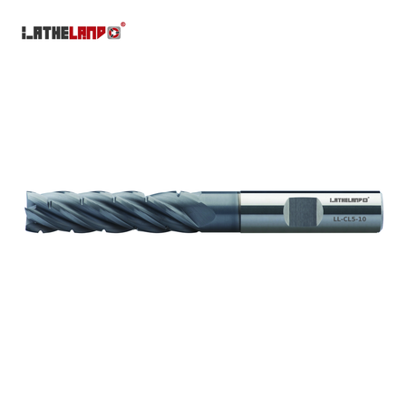 LATHELAND® long chip-breaker end mill 4×D, 5 flutes, Weldon shank, AlCrN coated – side view