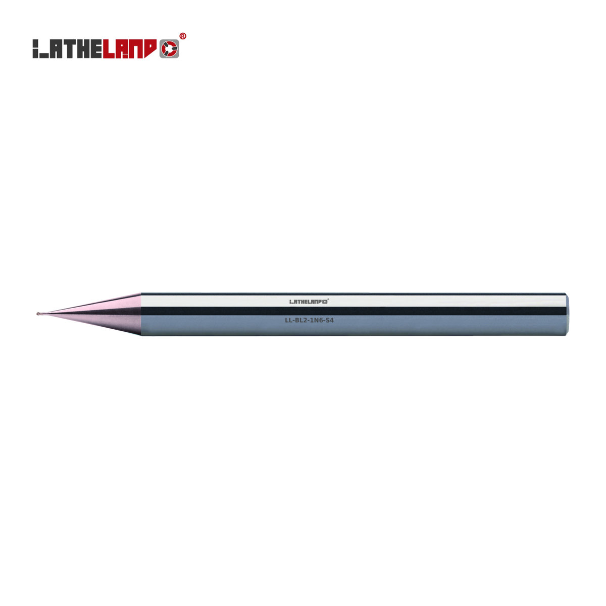 LATHELAND® miniature hard-milling ball nose end mill with long neck, 2 flutes, AlTiSiN coated – side view
