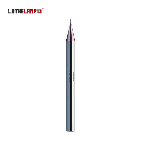 LATHELAND® miniature hard-milling ball nose end mill, stub length, 2 flutes, AlTiSiN coated – vertical view
