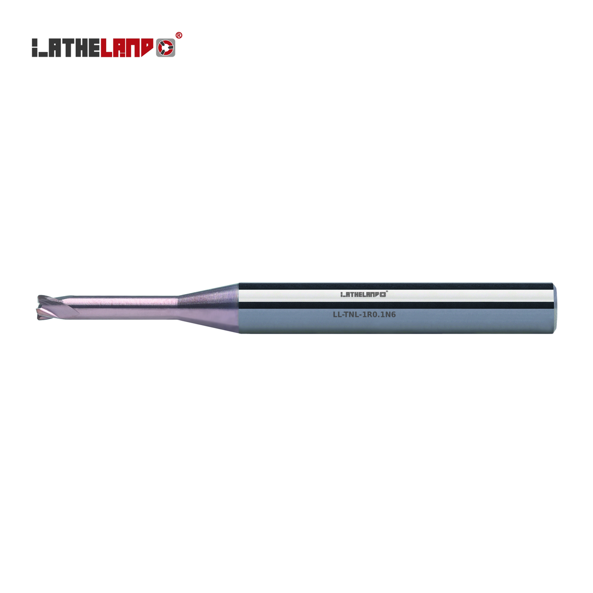 LATHELAND® miniature hard-milling torus end mill with long neck, 4 flutes, AlTiSiN coated – side view