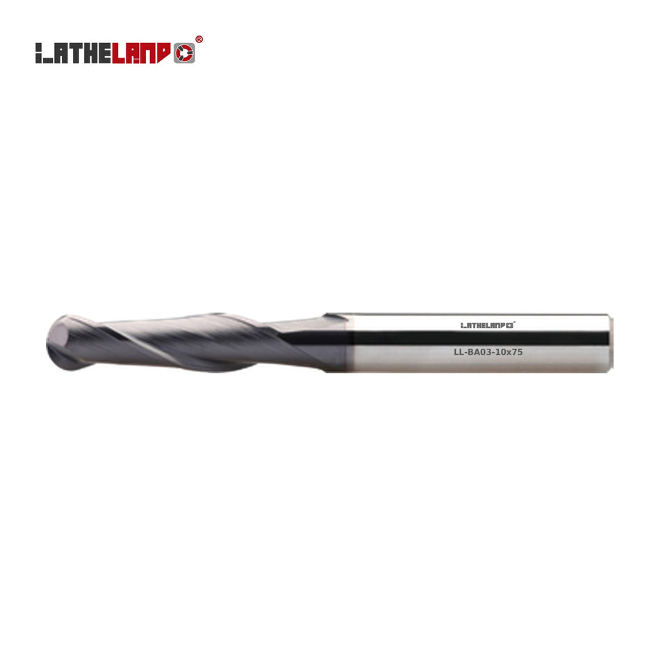 LATHELAND® Long Ball Nose Cutter, up to 35 HRC, 2 Flutes – BA03