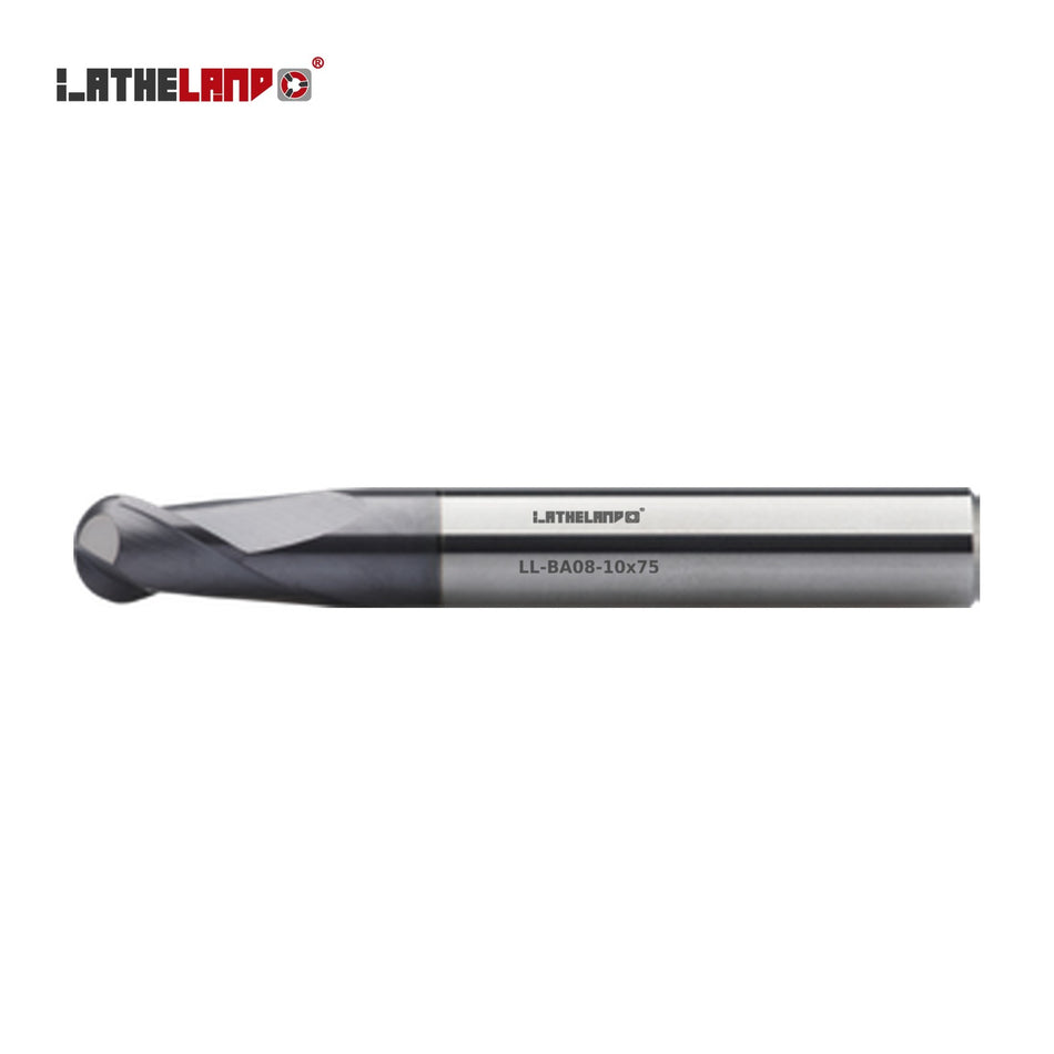 LATHELAND® Long Ball Nose Cutter, 36–50 HRC, 2 Flutes, AlTiN – BA08