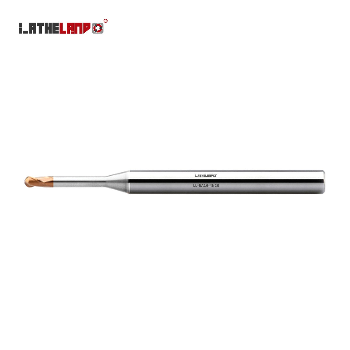 LATHELAND® Miniature Ball Nose Cutter with Long Neck, 36–50 HRC, 2 Flutes, TiSiN multilayer – BA16