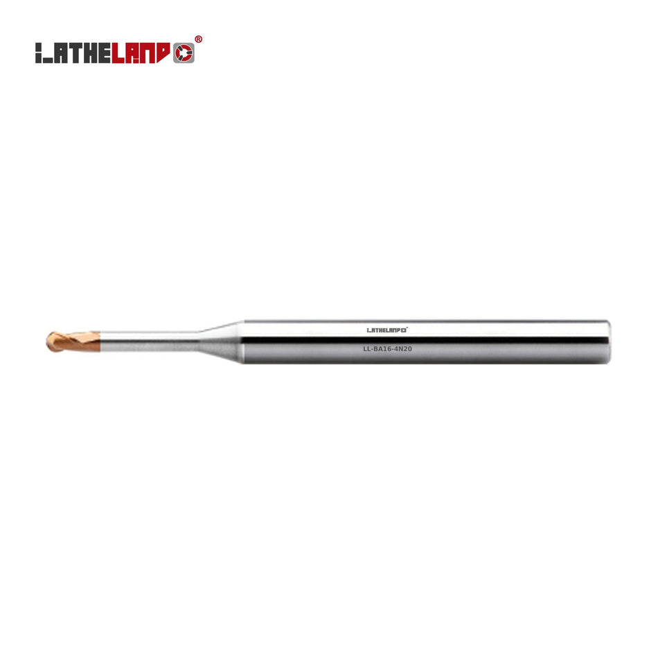 LATHELAND® Miniature Ball Nose Cutter with Long Neck, 36–50 HRC, 2 Flutes, TiSiN multilayer – BA16