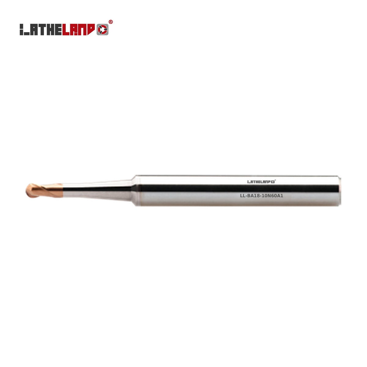 LATHELAND® Ball Nose Cutter with Taper Neck, 36–50 HRC, 2 Flutes – BA18