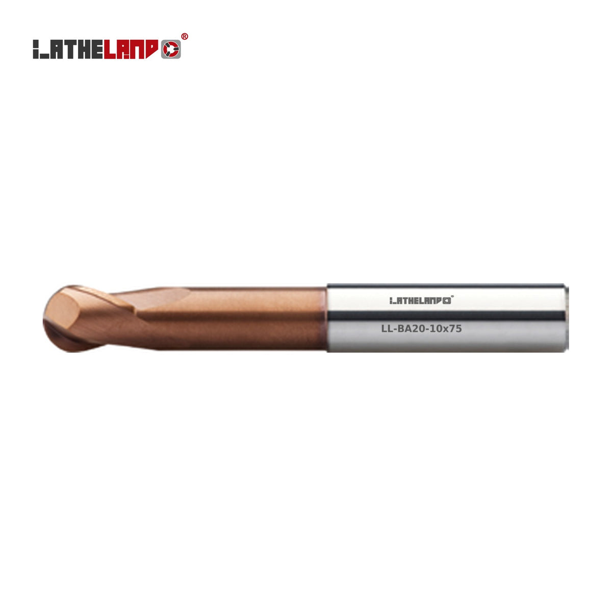 LATHELAND® Long Ball Nose Cutter, 53–68 HRC, 2 Flutes – BA20