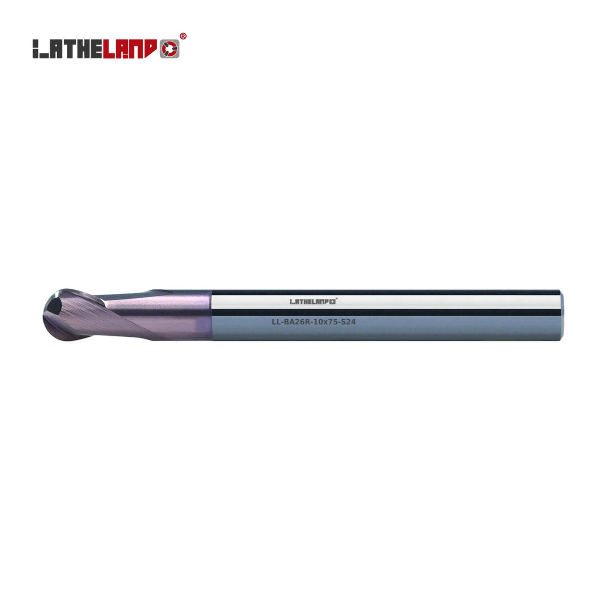 LATHELAND® Ball Nose Cutter, 50–70 HRC, 2 Flutes – BA26