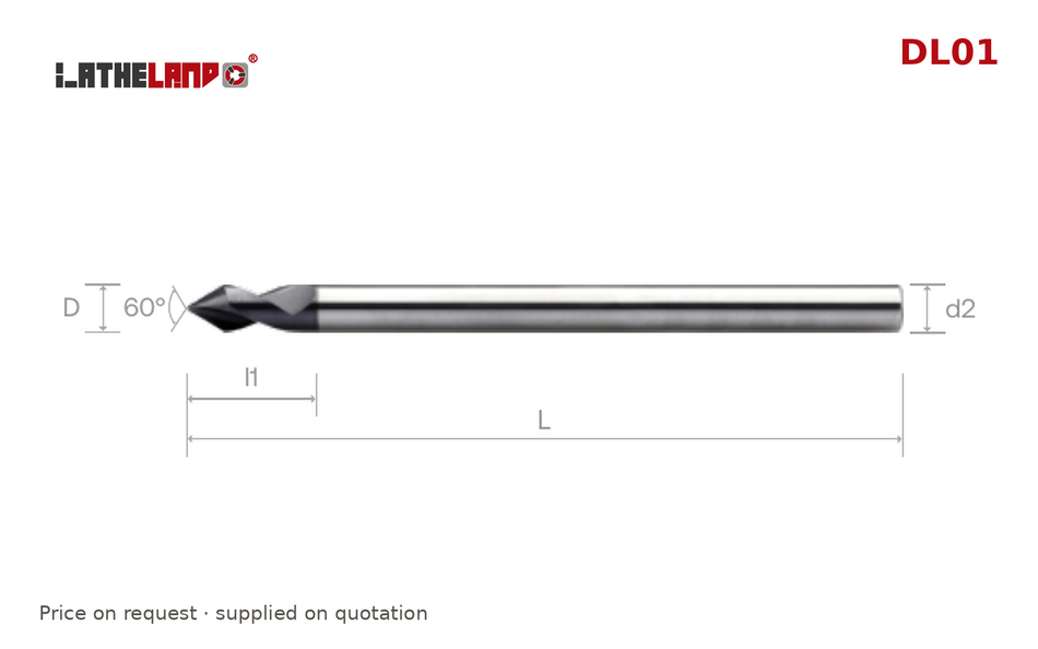 LATHELAND® NC Spot Drill, 60° point – DL01 – dimension drawing