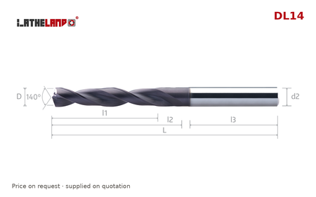 LATHELAND® Coolant-Through Twist Drill 8×D – DL14 – dimension drawing
