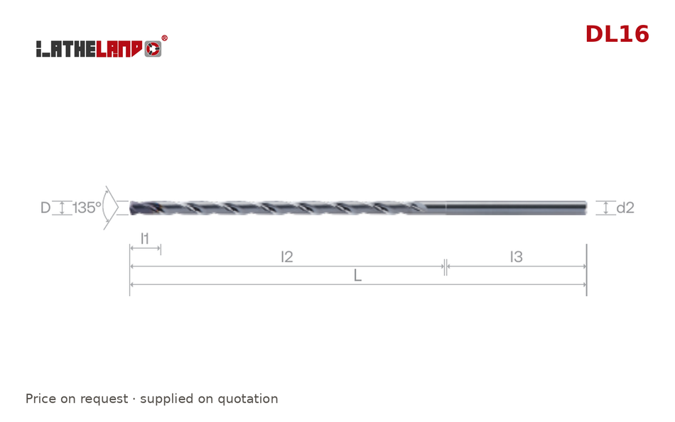 LATHELAND® Coolant-Through Micro Drill, 5×D to 30×D – DL16 – dimension drawing