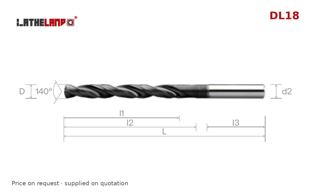 LATHELAND® Coolant-Through Burnishing Drill 8×D – DL18 – dimension drawing