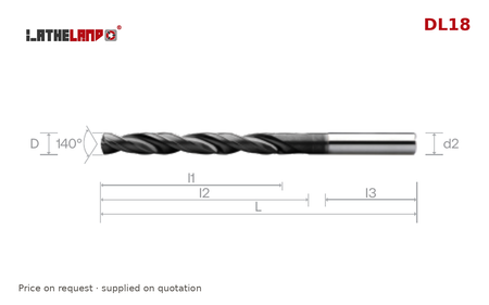 LATHELAND® Coolant-Through Burnishing Drill 8×D – DL18 – dimension drawing