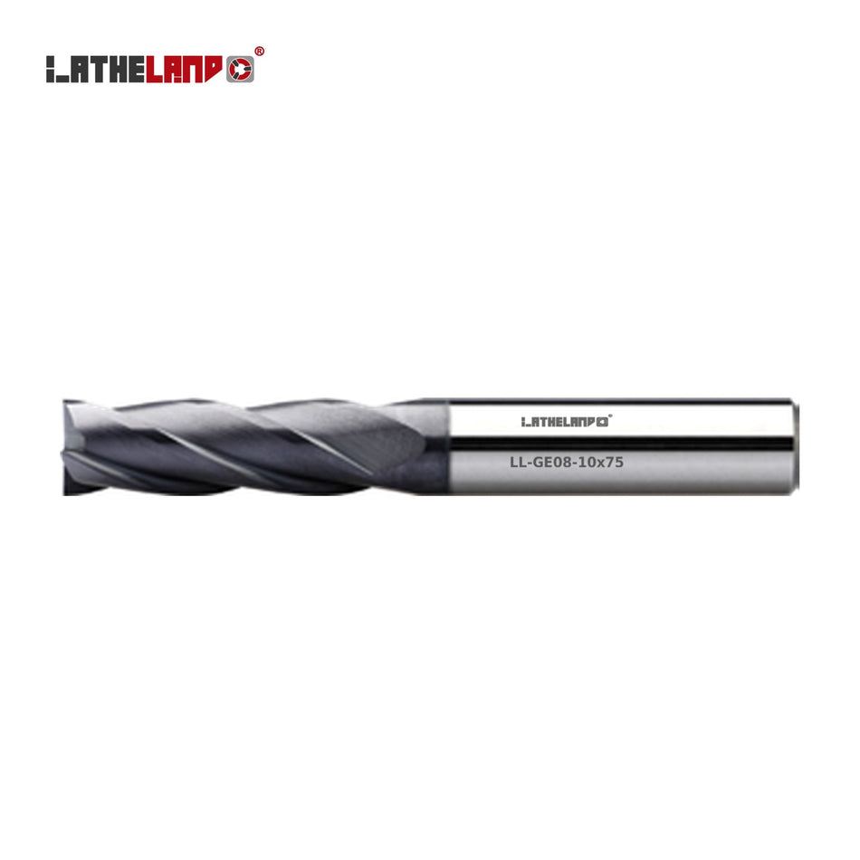 LATHELAND® Long End Mill for General Machining, 4 Flutes, 40° helix – GE08
