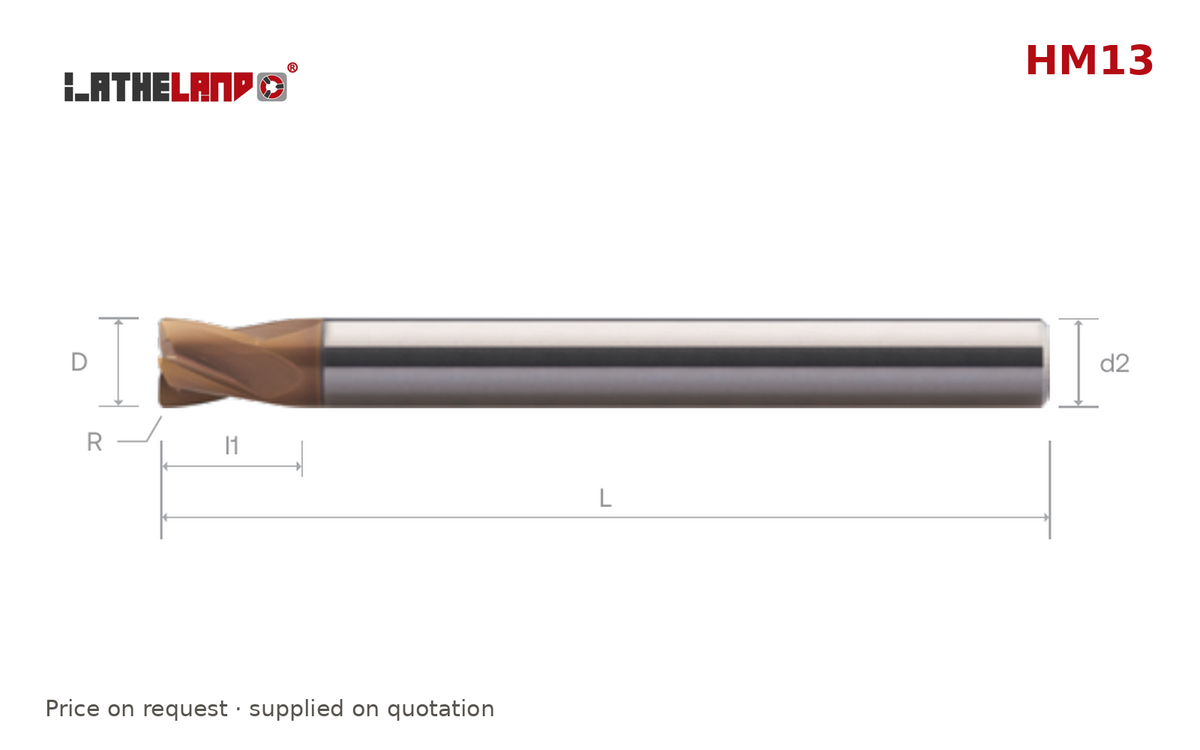 LATHELAND® Long Torus End Mill for Hard Milling, 4/6 Flutes – HM13 – dimension drawing