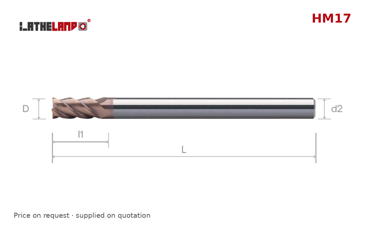 LATHELAND® End Mill for Hard Milling, 4 Flutes – HM17 – dimension drawing