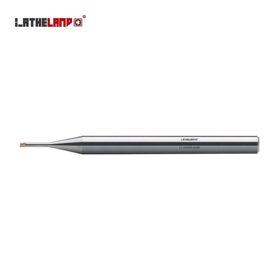 LATHELAND® Miniature End Mill with Long Neck for Hard Milling, 4 Flutes – HM20
