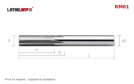 LATHELAND® Machine Reamer, short, straight flutes – RM01 – dimension drawing