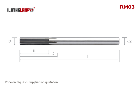 LATHELAND® Machine Reamer DIN 212, straight flutes – RM03 – dimension drawing