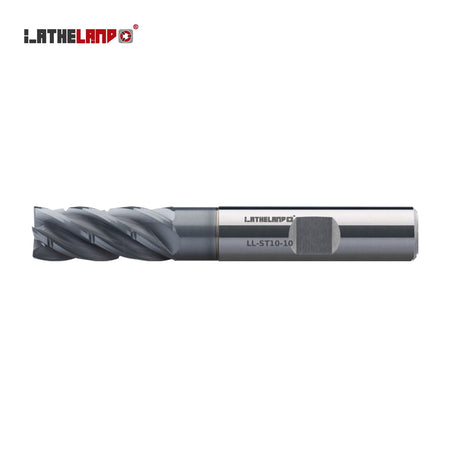 LATHELAND® Variable-Helix End Mill for Stainless, Titanium & Superalloys, chip breaker, coolant-through, 5 Flutes – ST10