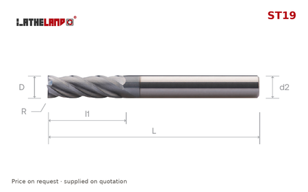 LATHELAND® Variable-Helix Long Torus End Mill for Stainless, Titanium & Superalloys, 4 Flutes – ST19 – dimension drawing