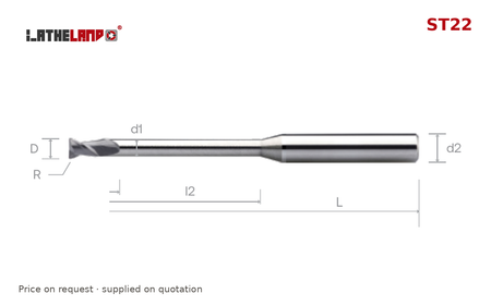 LATHELAND® Miniature Torus End Mill with Long Neck for Stainless, Titanium & Superalloys, 2/4 Flutes – ST22 – dimension drawing