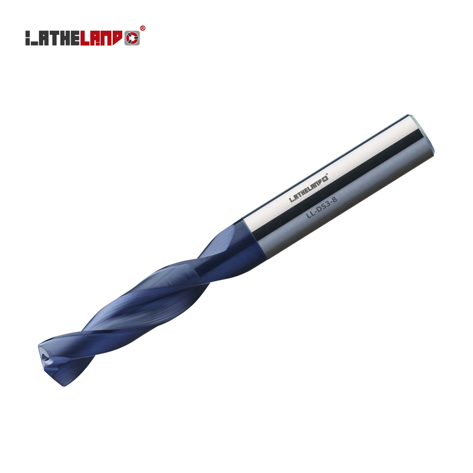 LATHELAND® solid carbide twist drill 3×D, DIN 6537K, 140° point, TiAlN coated