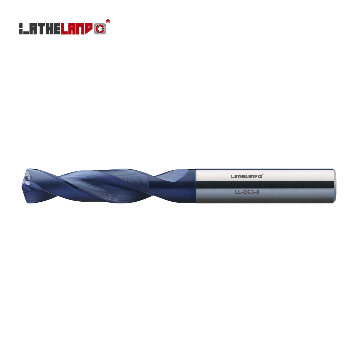 LATHELAND® solid carbide twist drill 3×D, DIN 6537K, 140° point, TiAlN coated – side view