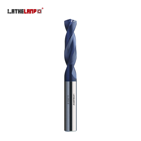 LATHELAND® solid carbide twist drill 3×D, DIN 6537K, 140° point, TiAlN coated – vertical view