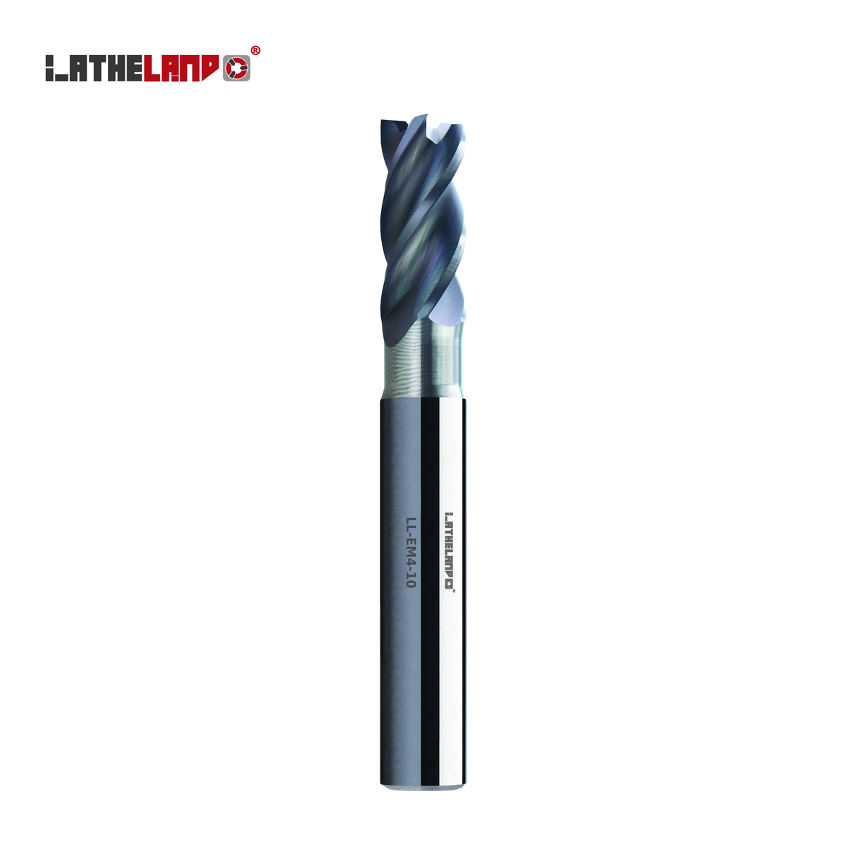 LATHELAND® square end mill with recess, 4 flutes, AlCrN coated – vertical view